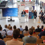 Photos from the inauguration of the 5G Metro hybrid private 5G network at IMREDD, featuring project partners, telepresence robots, demonstrations and discussions on inclusive education, innovation and advanced connectivity.